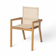 Pair of Noble House Belfast dining chairs with acacia wood frames and upholstered seats, set of two, for stylish kitchen or dining room.