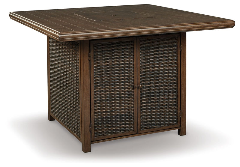 Paradise Trail - Square Bar Table w/Fire Pit - Medium Brown - R&R Furniture Gallery (Fountain Valley, CA)