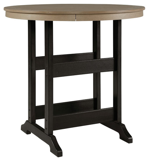 Fairen Trail - Round Bar Table w/Umb OPT - Black / Driftwood - R&R Furniture Gallery (Fountain Valley, CA)