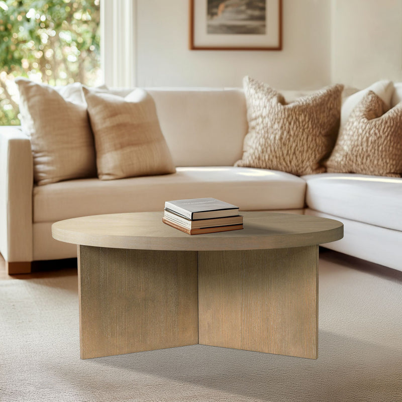 Round Coffee Table With Solid Veneer Top - R&R Furniture Gallery (Fountain Valley, CA)