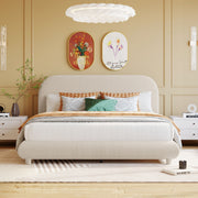 Upholstered Platform Bed With Thick Solid Frame And Stylish Curve-Shaped Design - R&R Furniture Gallery (Fountain Valley, CA)