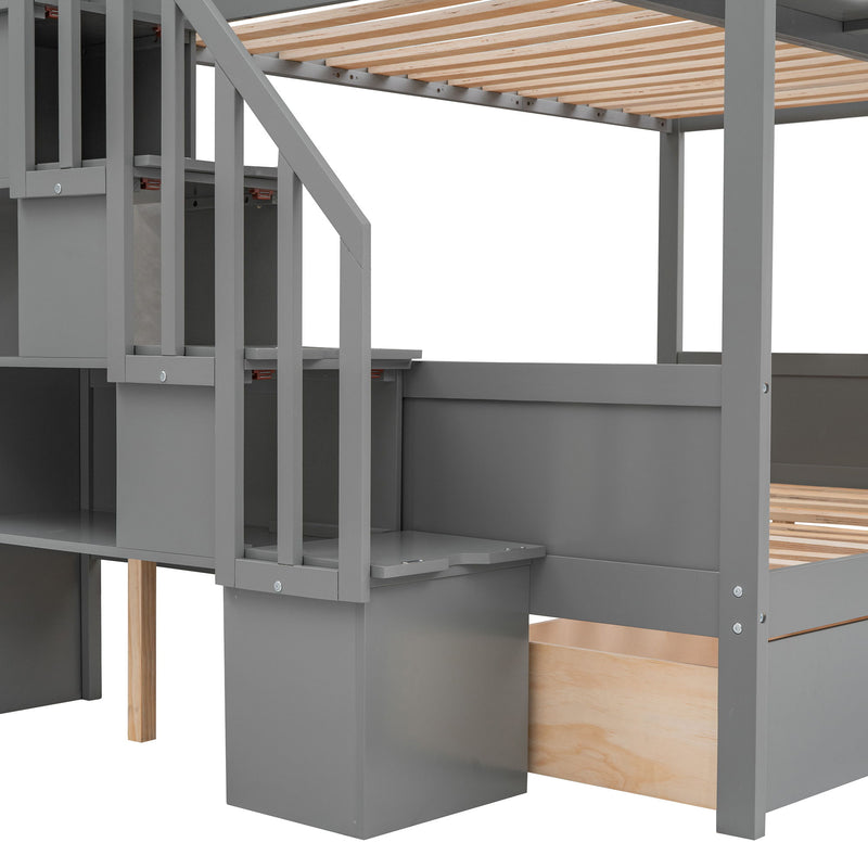 Bunk Bed With Shelfs, Storage Staircase And 2 Drawers - R&R Furniture Gallery (Fountain Valley, CA)