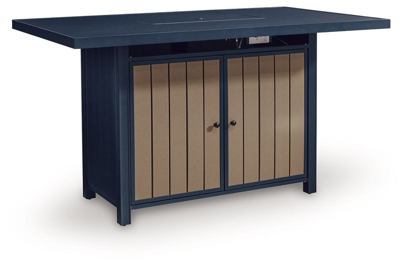 East Beach - Rectangular Bar Table With Fire Pit - Blue - R&R Furniture Gallery (Fountain Valley, CA)