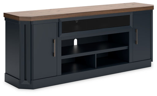 Landocken - XL TV Stand W/Fireplace Option - Brown / Blue - R&R Furniture Gallery (Fountain Valley, CA)