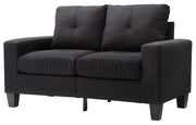 Glory Furniture Newbury track arm loveseat in cozy space, stationary design with plush cushions and modern style.