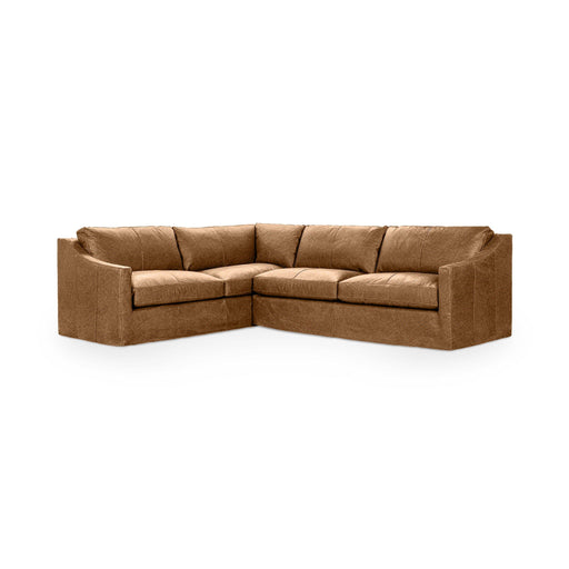 Classic Home Kipton upholstered corner sectional with plush fabric and modern design, featuring a spacious L-shaped seating area.