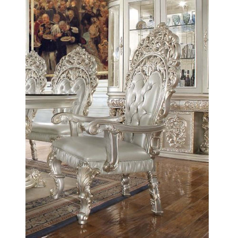 Sandoval - Arm Chair (Set of 2) - Beige Synthetic Leather & Champagne - R&R Furniture Gallery (Fountain Valley, CA)
