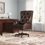 Dc#112 - Leather Desk Chair - Havana With Brown Base - R&R Furniture Gallery (Fountain Valley, CA)