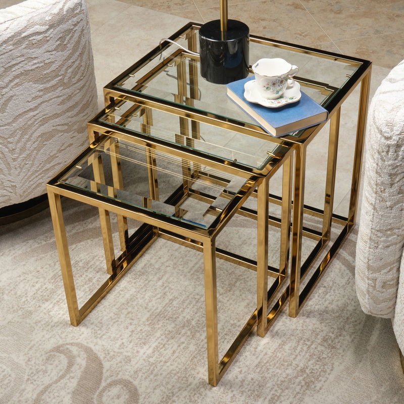 Savannah Breeze - Nesting Tables (Set of 3) - Bright Gold - R&R Furniture Gallery (Fountain Valley, CA)