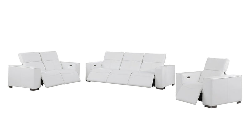 1208 - Leather Reclining Set (Sofa, Loveseat & Chair With 6 Power Recliners)