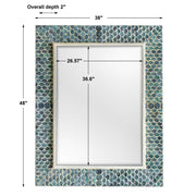 Uttermost Makaria Coastal Blue Wall Mirror with a round frame and textured coastal-inspired design for elegant wall decor.