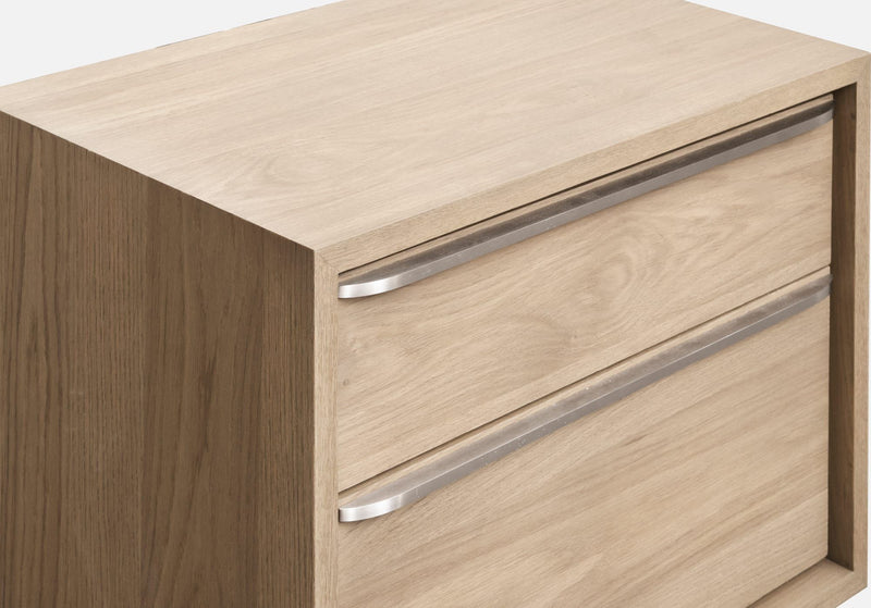 One Coastal Modern Two Drawer USB-Charging Nightstand in Bisque