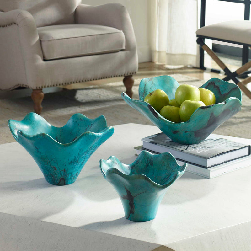 Set of three Uttermost Teo wall decor pieces featuring modern abstract designs in neutral tones, ideal for contemporary interior decoration.