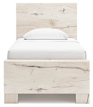 Signature Design by Ashley Lawroy panel bed with built-in storage drawers and a modern wood finish.