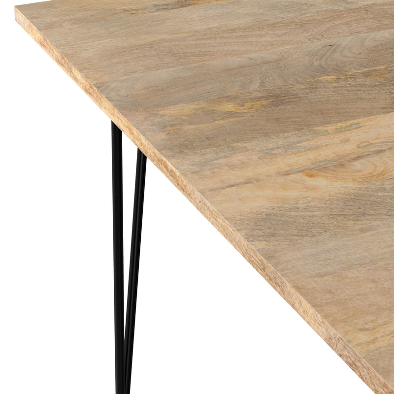 Square Hunter dining table by Simpli-Home with a wooden tabletop and sturdy legs, perfect for modern dining spaces.