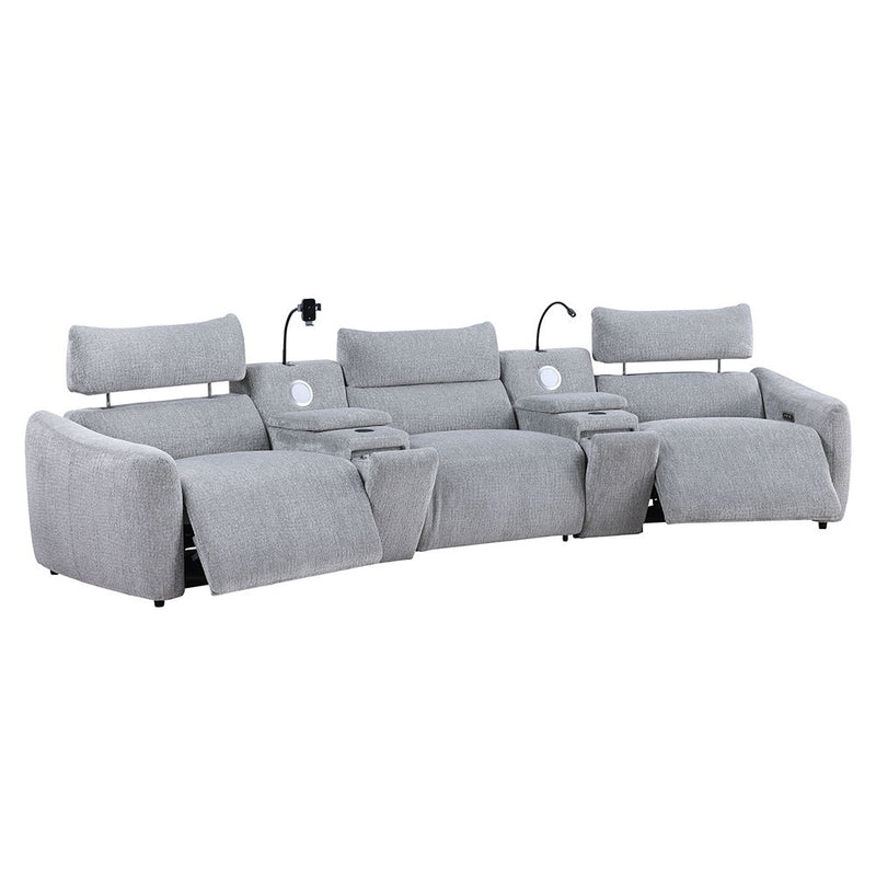 Fullar - Modular Power Motion Armless Recliner - Light Gary Chenille - R&R Furniture Gallery (Fountain Valley, CA)