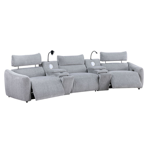 Fullar - Modular Power Motion Armless Recliner - Light Gary Chenille - R&R Furniture Gallery (Fountain Valley, CA)
