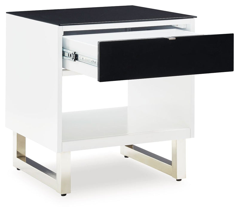 Gardoni - Rectangular End Table - White / Black - R&R Furniture Gallery (Fountain Valley, CA)
