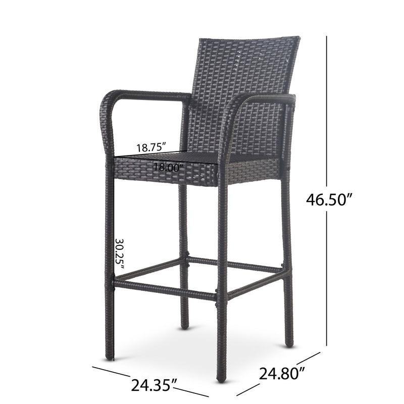Outdoor Wicker Barstools With Rattan And Iron Frame - R&R Furniture Gallery (Fountain Valley, CA)