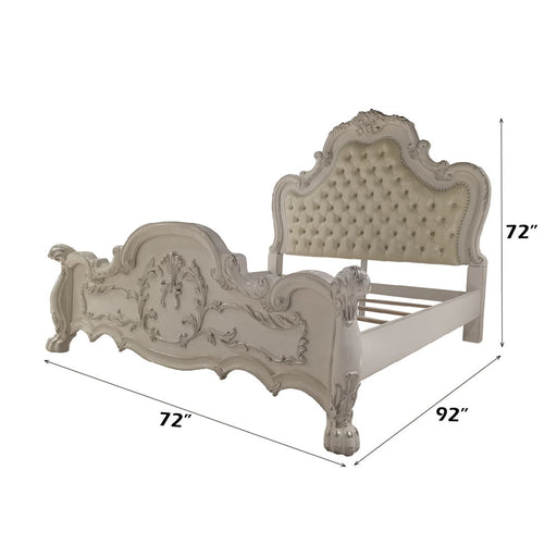 Dresden - Queen Bed - Synthetic Leather & Bone White - R&R Furniture Gallery (Fountain Valley, CA)