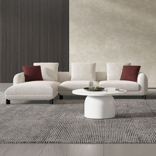 Mardi - Sectional Sofa With 6 Pillows - Maroon & Beige Tweed - R&R Furniture Gallery (Fountain Valley, CA)