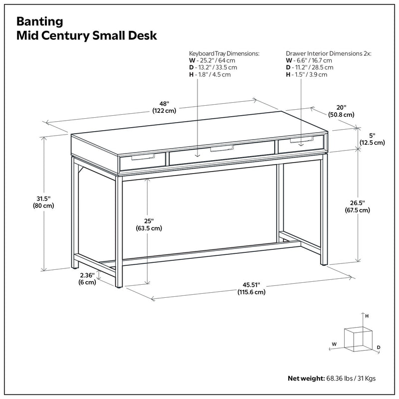 Banting - Small Desk - Walnut Brown - R&R Furniture Gallery (Fountain Valley, CA)