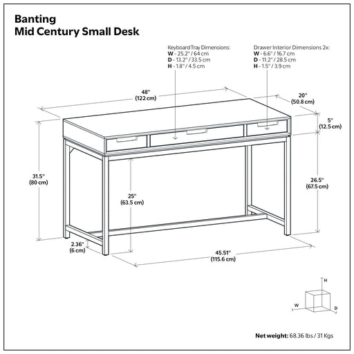 Banting - Small Desk - Walnut Brown - R&R Furniture Gallery (Fountain Valley, CA)