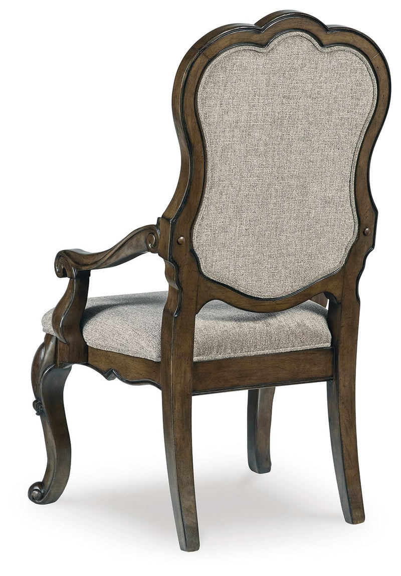 Maylee - Dining Upholstered Arm Chair (Set of 2) - Dark Brown - R&R Furniture Gallery (Fountain Valley, CA)