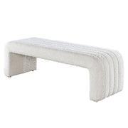 Beige boucle upholstered bench by ACME Sandro - stylish and comfortable seating with plush fabric and modern design.