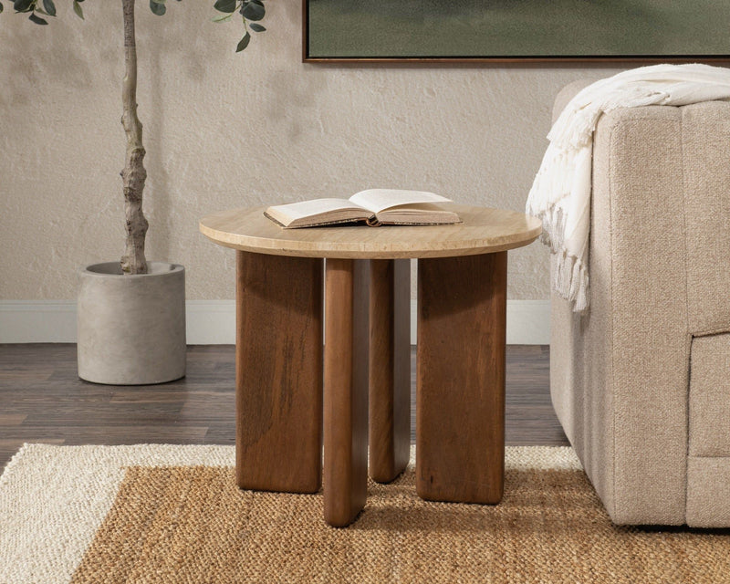 Idella - Travertine Round Table - R&R Furniture Gallery (Fountain Valley, CA)