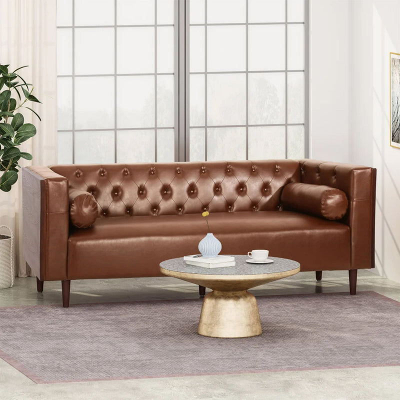 Contemporary Noble House 3-seater stationary sofa with tufted cushions and sleek design, perfect for modern living rooms.
