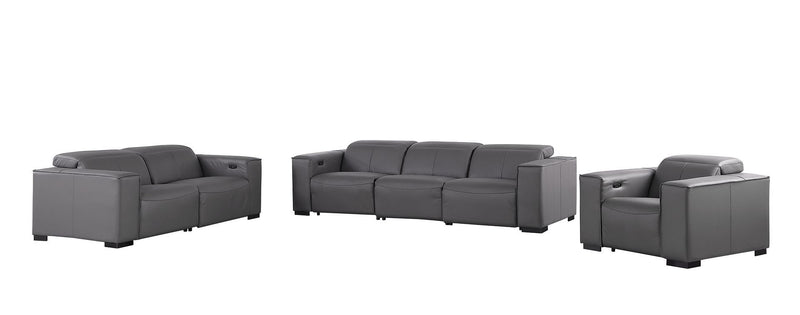 1208 - Leather Reclining Set (Sofa, Loveseat & Chair With 6 Power Recliners)
