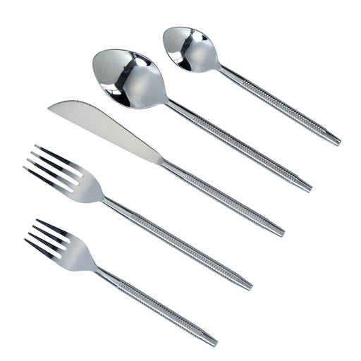Ribbed - Stainless Steel Flatware (Set of 5) - Silver - R&R Furniture Gallery (Fountain Valley, CA)