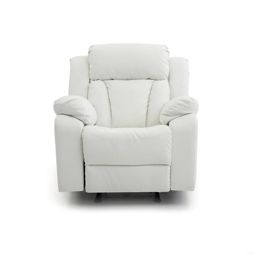 Glory Furniture comfortable rocking motion recliner chair with padded armrests and cushioned seat in a cozy living room setting.