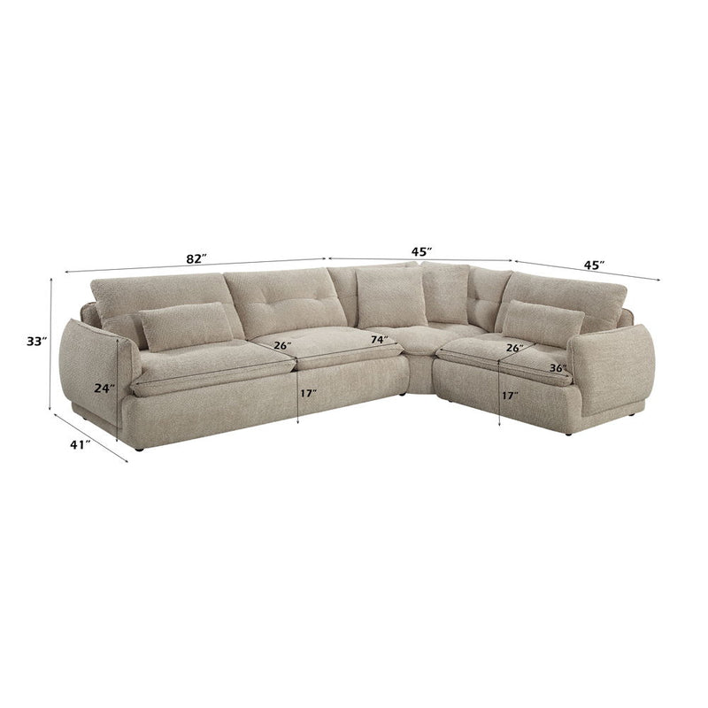 Jonina - Sectional Sofa With 4 Pillows - Beige Chenille - R&R Furniture Gallery (Fountain Valley, CA)