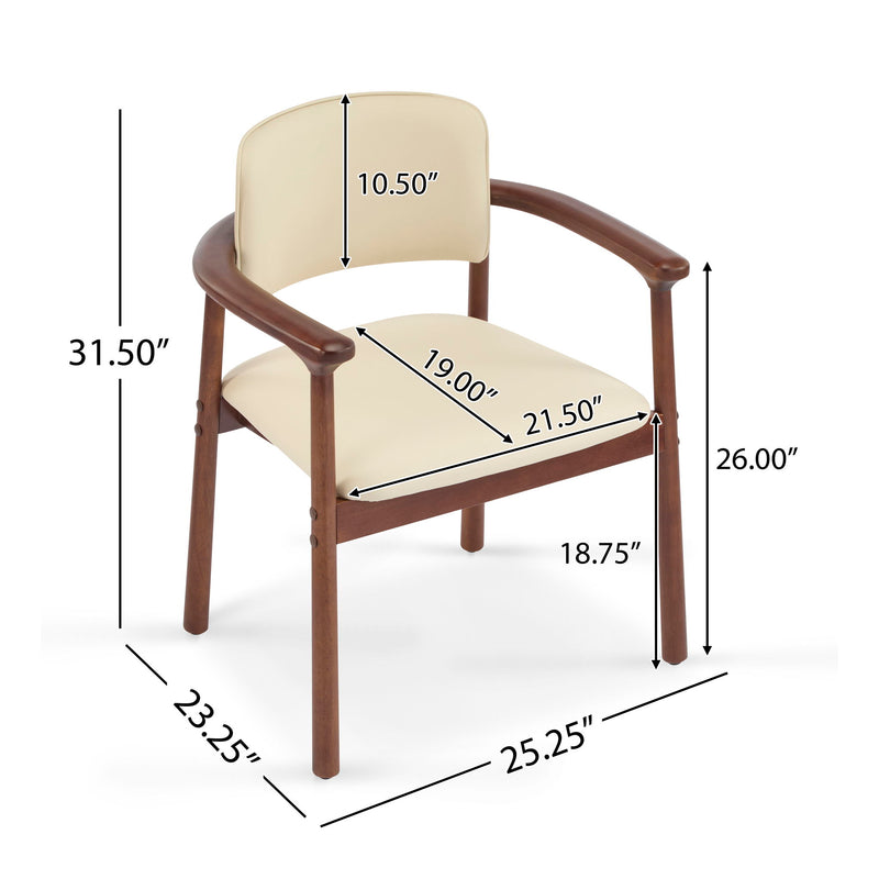 Dining Room Chairs, Ideal For Home & Kitchen (Set of 2) - Beige / Dark Walnut - R&R Furniture Gallery (Fountain Valley, CA)