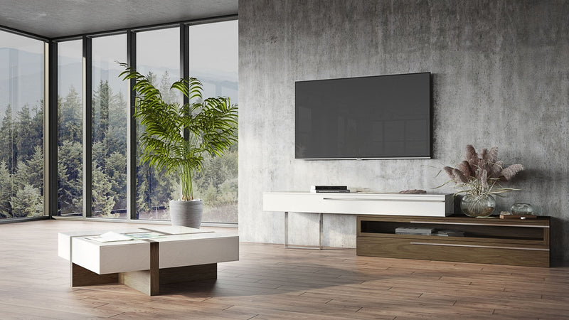 Makai Modern White & Walnut Square Coffee Table — view 2