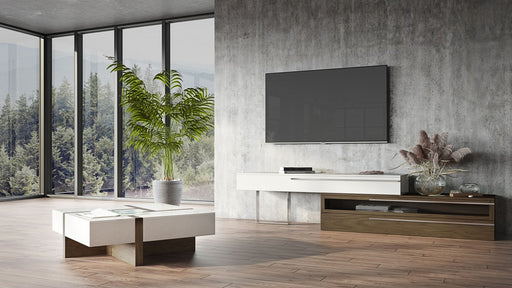 Makai Modern White & Walnut Square Coffee Table — view 2