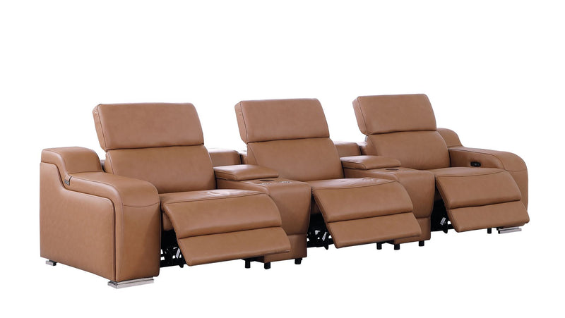 1116 - 5-Piece Modular Power Reclining Sofa In With 3 Power Recliners & Power Headrests