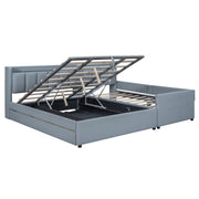 Upholstered Mother & Child Bed With Hydraulic Storage System, Drawer Box, Bedhead Storage Shelf And 2 Pairs Of Sockets & USB Ports - R&R Furniture Gallery (Fountain Valley, CA)