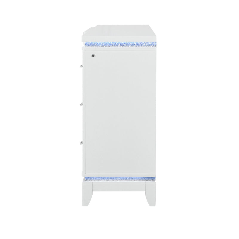 Adalid - Dresser With LED Light And Glittered Drawer Fronts - White - R&R Furniture Gallery (Fountain Valley, CA)