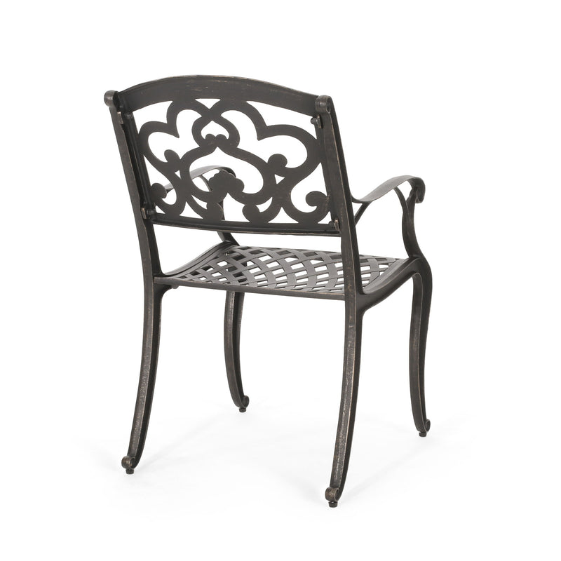 Cast Aluminum Dining Chair With Hand Crafted Details - Copper - R&R Furniture Gallery (Fountain Valley, CA)