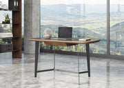 Girard - Modern Walnut & Black Glass Desk — view 5