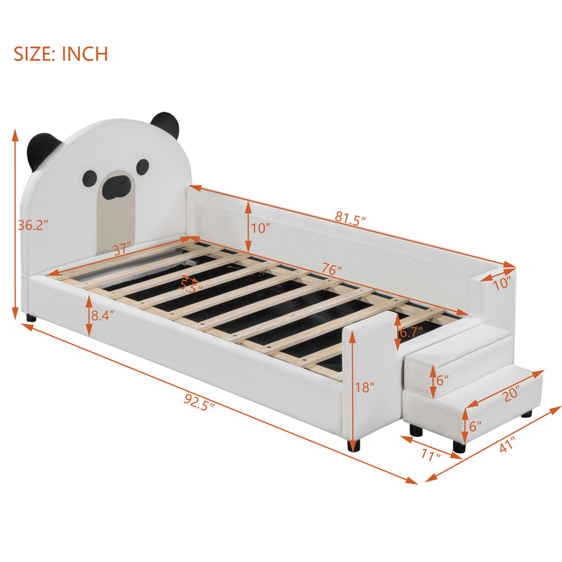 Upholstered Daybed With Bear Shaped Headboard, Hydraulic System And Breathable Fence - R&R Furniture Gallery (Fountain Valley, CA)