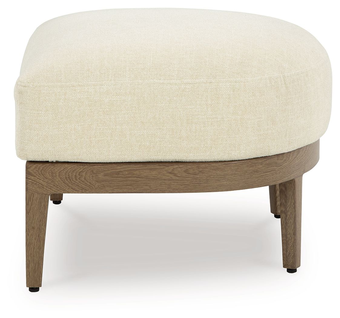 Serene Bay - Ottoman With Cushion - Dark Brown / White - R&R Furniture Gallery (Fountain Valley, CA)