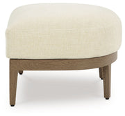 Serene Bay - Ottoman With Cushion - Dark Brown / White - R&R Furniture Gallery (Fountain Valley, CA)