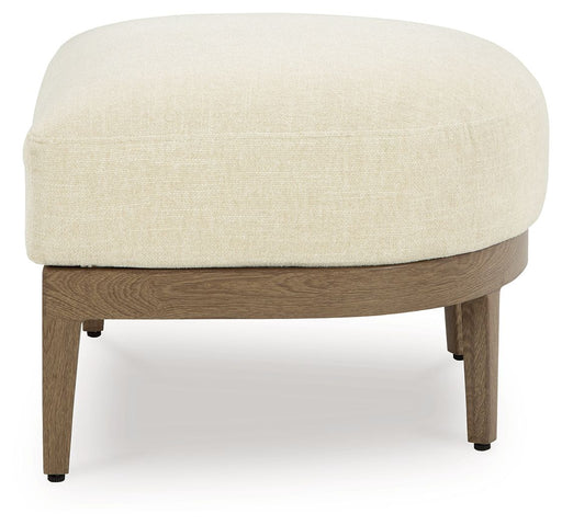 Serene Bay - Ottoman With Cushion - Dark Brown / White - R&R Furniture Gallery (Fountain Valley, CA)