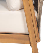 Outdoor Lounge Chair With Woven Backrest, Solid Wood Frame, Comfortable Cushions - R&R Furniture Gallery (Fountain Valley, CA)