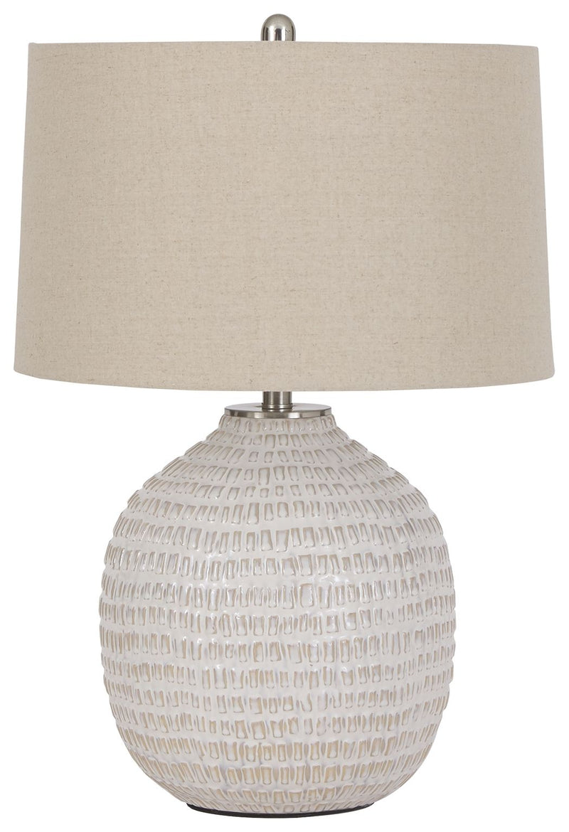 Jamon - Ceramic Table Lamp  - Beige - R&R Furniture Gallery (Fountain Valley, CA)
