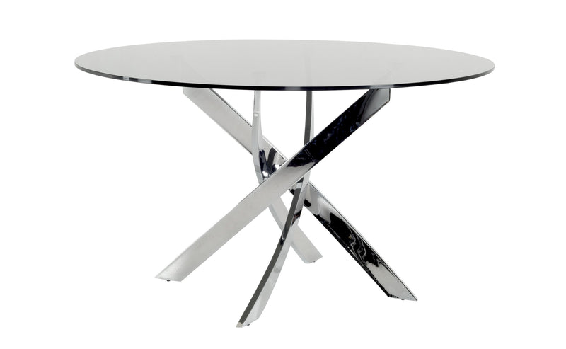 Pyrite Modern Round Glass Dining Table — view 2